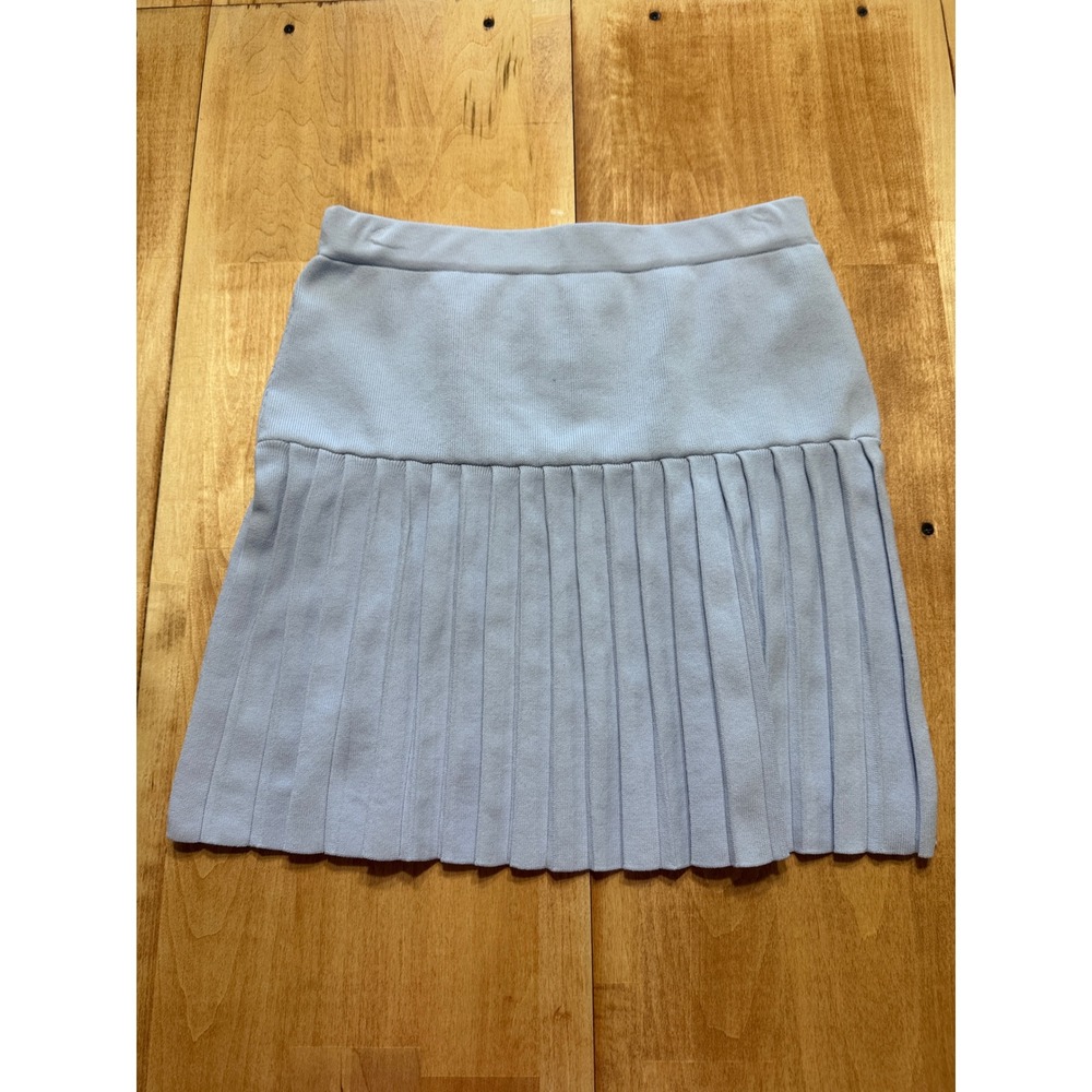 Sincerely Jules Women Pastel Blue Pleated Knit Mini Skirt Size Medium Drop Waist